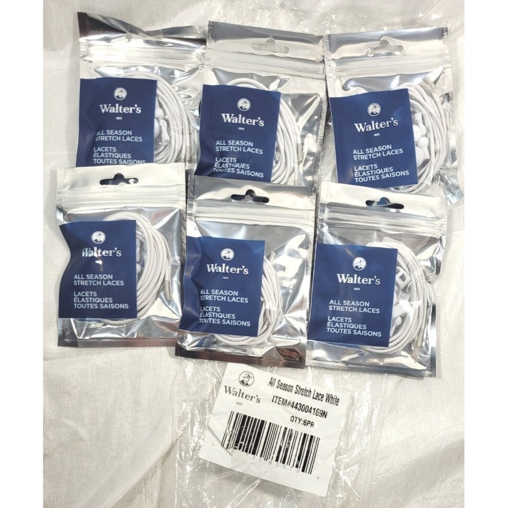 LOT: 6‎ Walter's All Season Stretch Shoes Laces - White